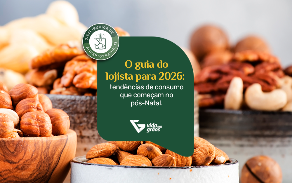 Imagem de alguns tipos de alimentos naturais que estarão em alta em 2026 no pós-Natal, e os lojistas têm que ficar por dentro.