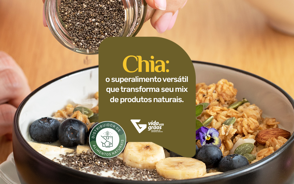 Imagem de um pote com iogurte e chia comprada em uma loja de produtos naturais.