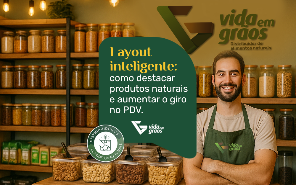 Imagem de um layout do PDV de uma loja de produtos naturais.
